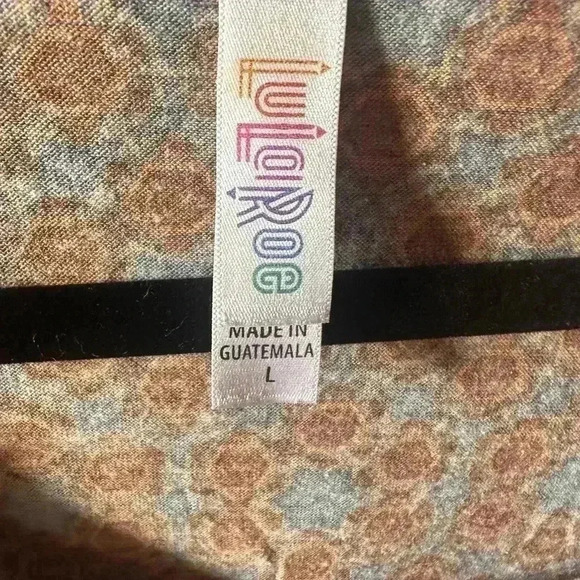 Lularoe large Classic T. charcoal grey & rust distressed geometric pattern. - Picture 3 of 8